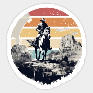 Desert Wanderer: The Solitary Ride of a Lone Cowboy Sticker